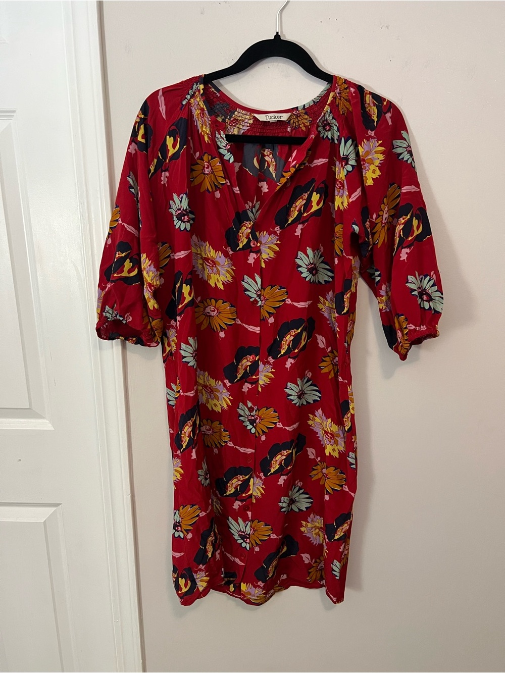 Tucker Red Floral Shift Dress
